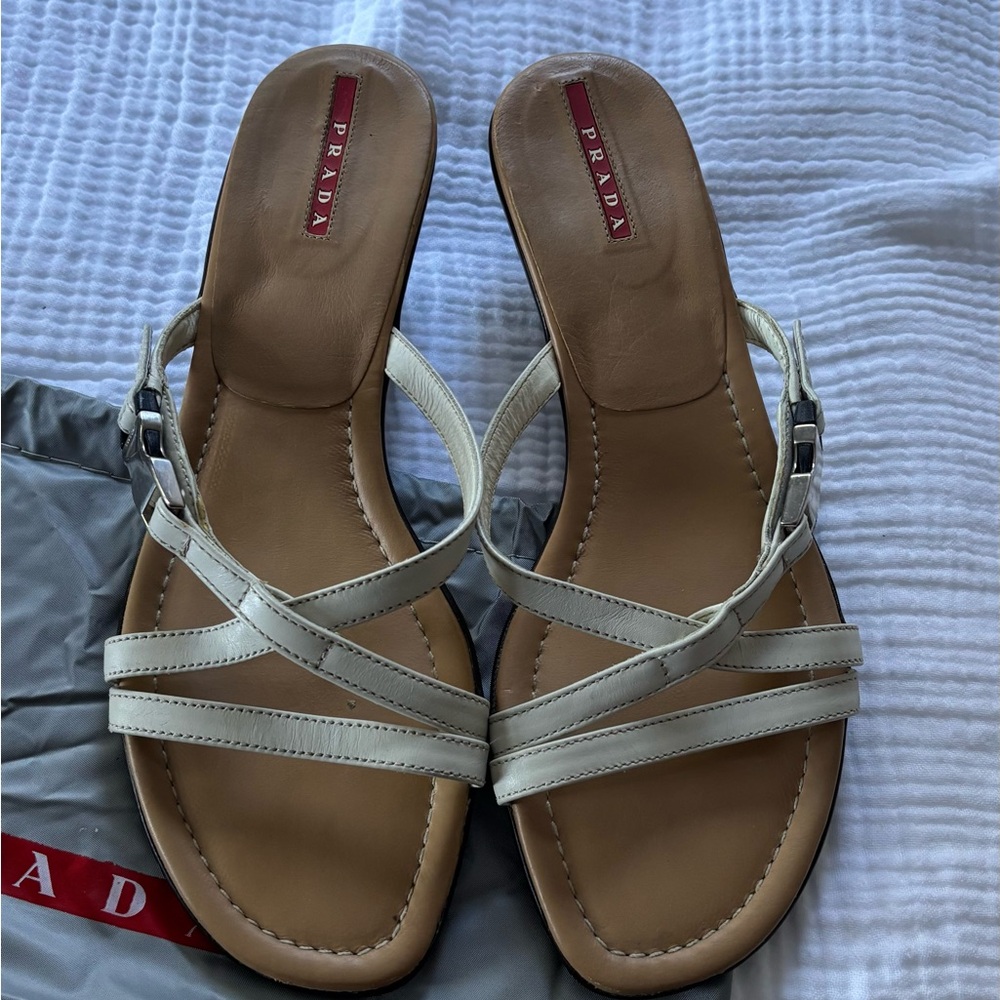Prada Cream Sandals Minimalist Chic Summer Footwear